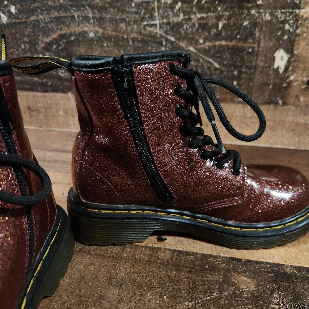 Junior Dr Martens 1460 Glitter J Girls US 12 Lace Up Zip Boots
